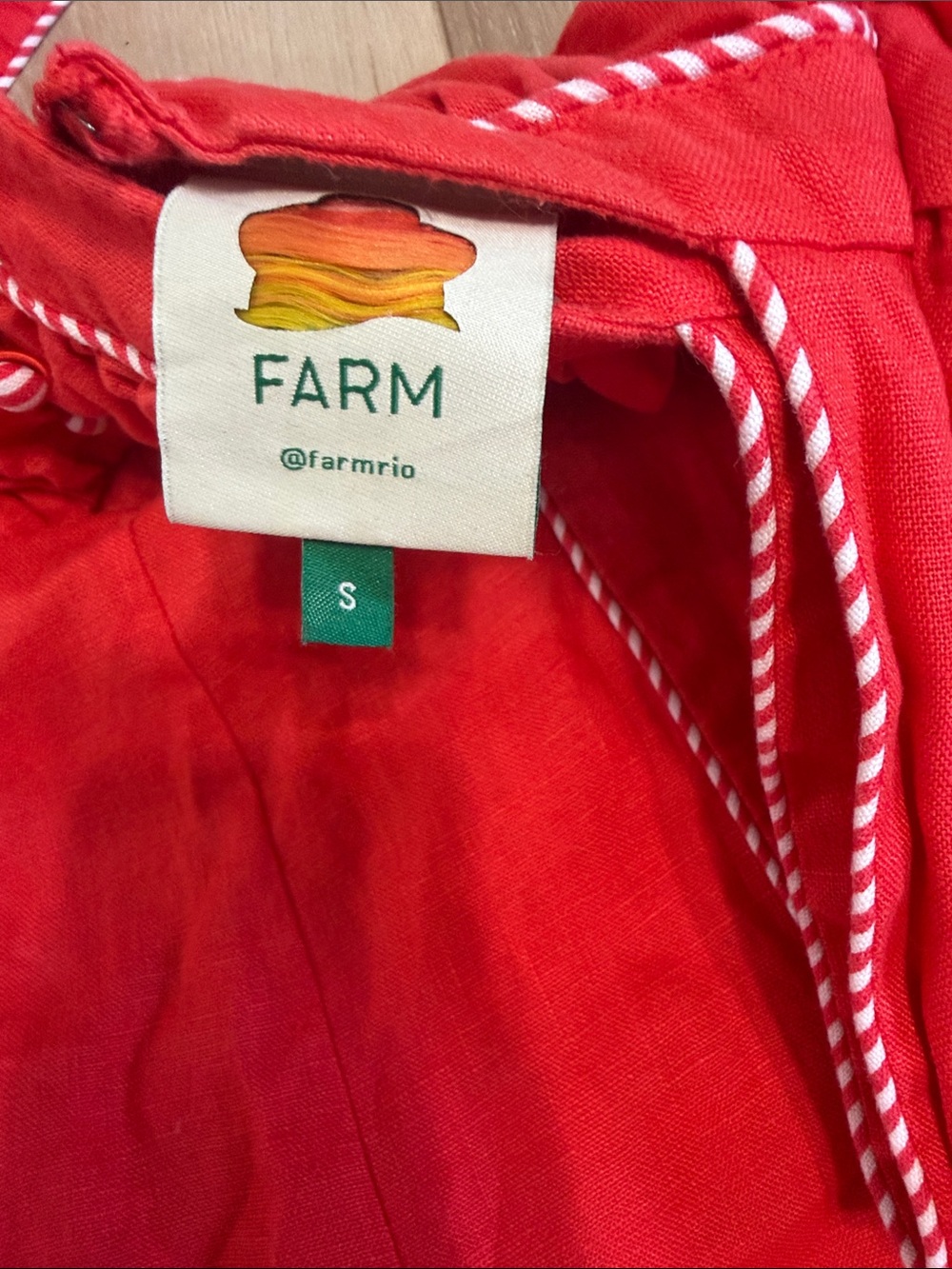 FARM Rio Red Puff-Sleeve Romper with Contrast Trim - Picture 3 of 3